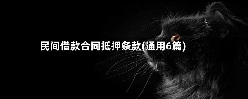 民间借款合同抵押条款(通用6篇)