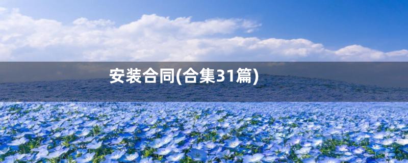 安装合同(合集31篇)