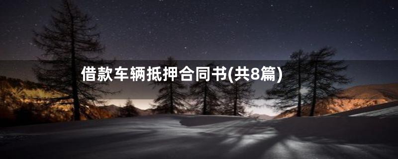 借款车辆抵押合同书(共8篇)
