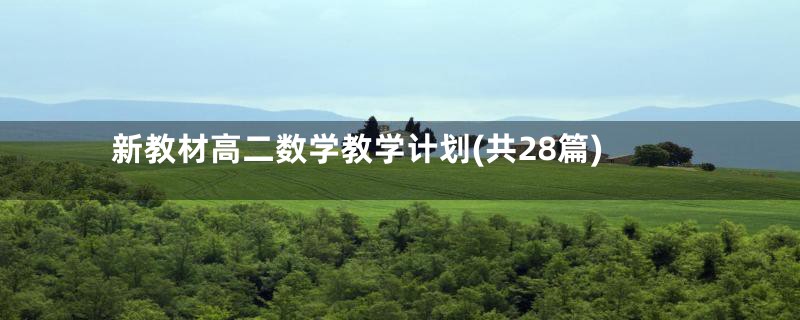 新教材高二数学教学计划(共28篇)