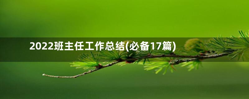 2022班主任工作总结(必备17篇)