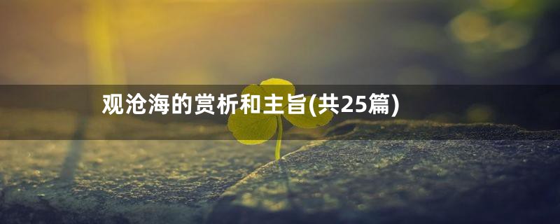观沧海的赏析和主旨(共25篇)