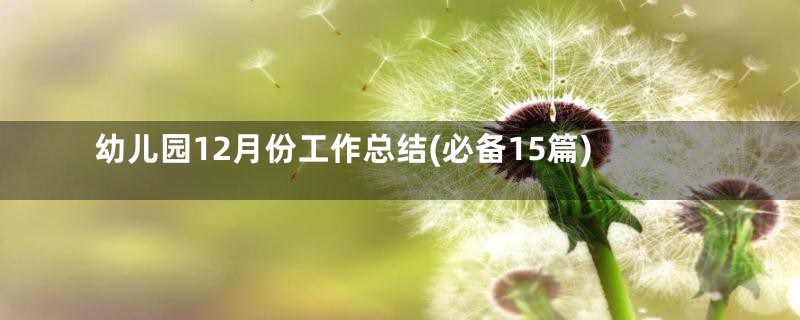 幼儿园12月份工作总结(必备15篇)
