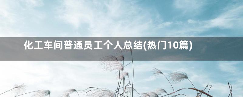 化工车间普通员工个人总结(热门10篇)