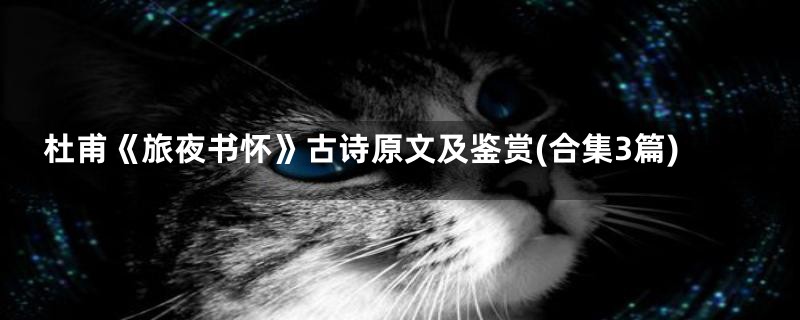 杜甫《旅夜书怀》古诗原文及鉴赏(合集3篇)
