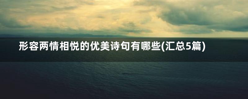形容两情相悦的优美诗句有哪些(汇总5篇)
