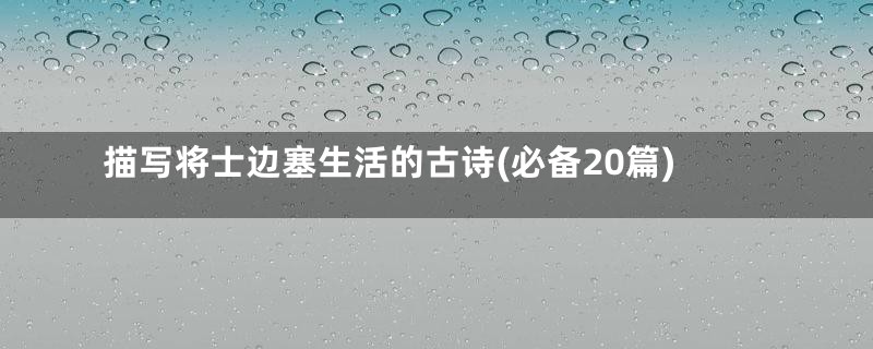 描写将士边塞生活的古诗(必备20篇)