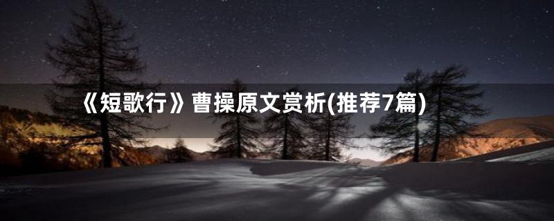 《短歌行》曹操原文赏析(推荐7篇)