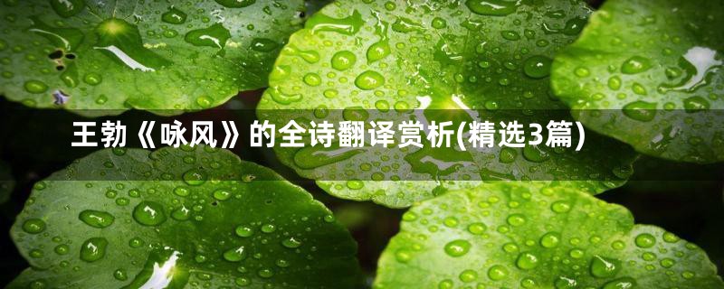 王勃《咏风》的全诗翻译赏析(精选3篇)