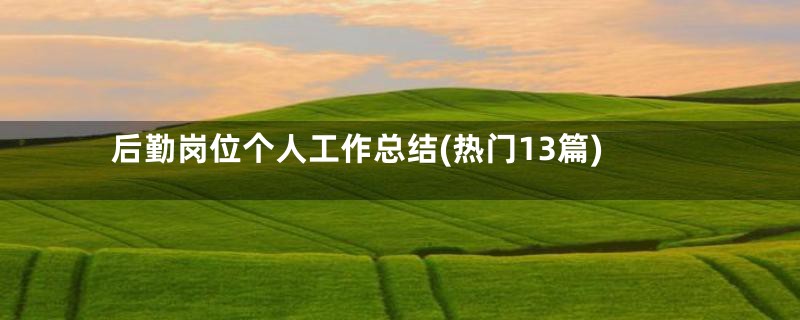 后勤岗位个人工作总结(热门13篇)