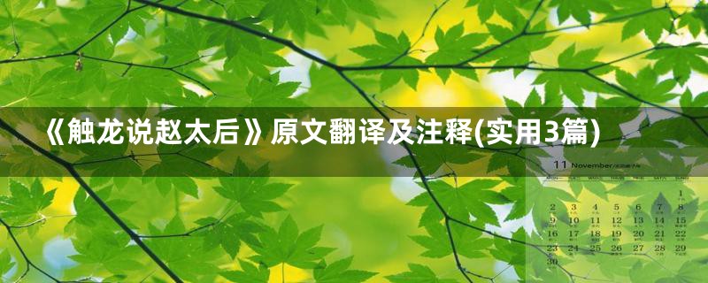 《触龙说赵太后》原文翻译及注释(实用3篇)