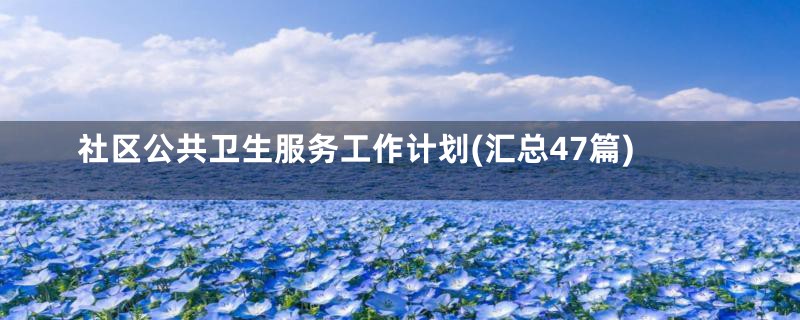 社区公共卫生服务工作计划(汇总47篇)