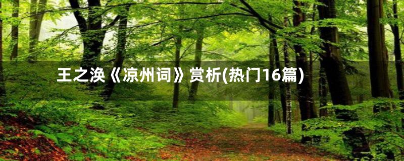 王之涣《凉州词》赏析(热门16篇)