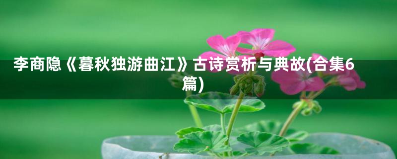 李商隐《暮秋独游曲江》古诗赏析与典故(合集6篇)