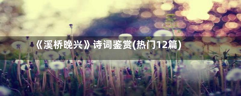 《溪桥晚兴》诗词鉴赏(热门12篇)