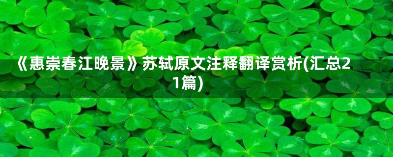《惠崇春江晚景》苏轼原文注释翻译赏析(汇总21篇)