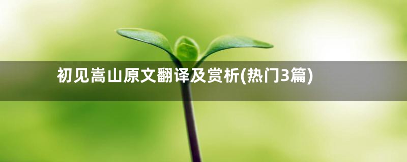初见嵩山原文翻译及赏析(热门3篇)