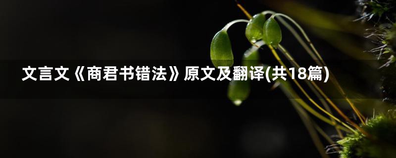 文言文《商君书错法》原文及翻译(共18篇)