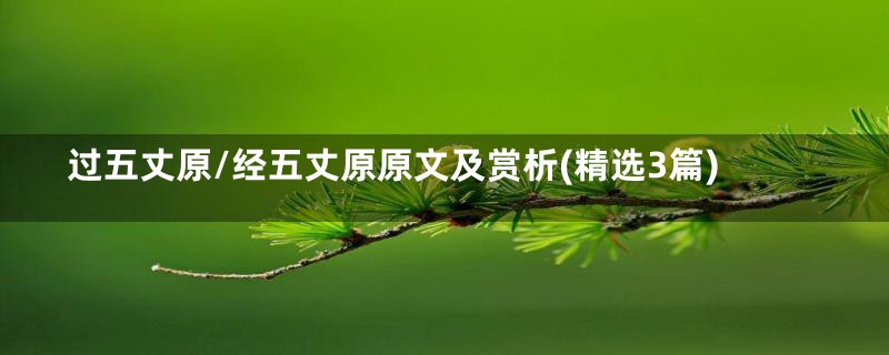 过五丈原/经五丈原原文及赏析(精选3篇)