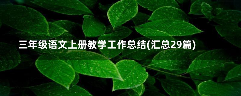 三年级语文上册教学工作总结(汇总29篇)