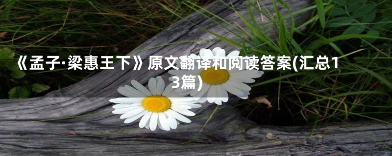 《孟子·梁惠王下》原文翻译和阅读答案(汇总13篇)