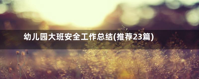 幼儿园大班安全工作总结(推荐23篇)