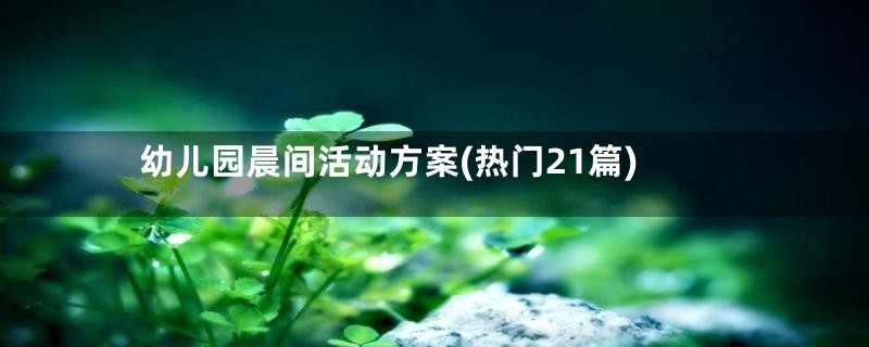 幼儿园晨间活动方案(热门21篇)