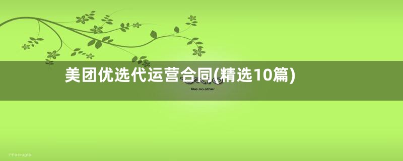 美团优选代运营合同(精选10篇)