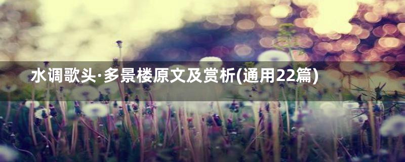 水调歌头·多景楼原文及赏析(通用22篇)