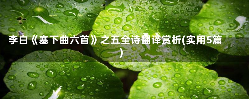李白《塞下曲六首》之五全诗翻译赏析(实用5篇)