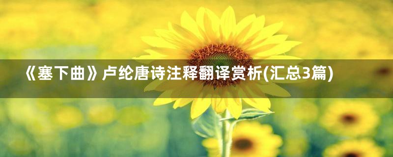 《塞下曲》卢纶唐诗注释翻译赏析(汇总3篇)