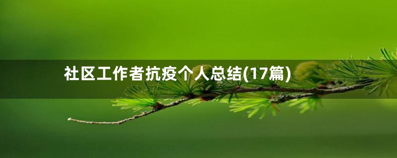 社区工作者抗疫个人总结(17篇)