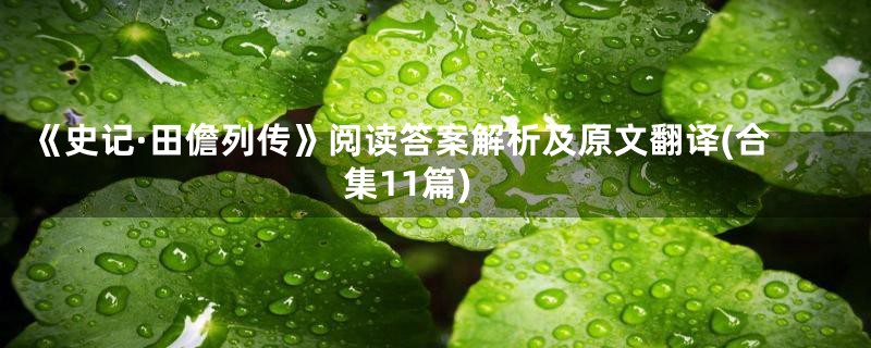《史记·田儋列传》阅读答案解析及原文翻译(合集11篇)