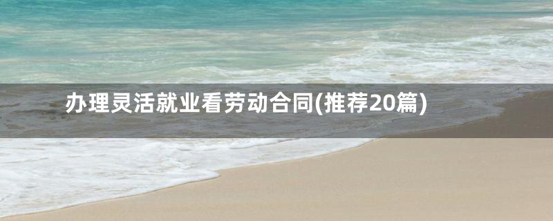 办理灵活就业看劳动合同(推荐20篇)
