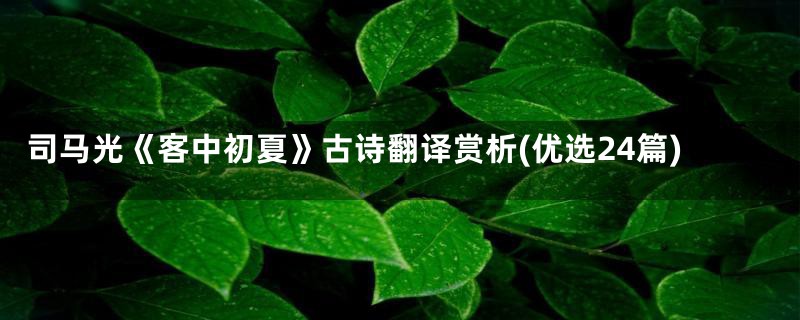 司马光《客中初夏》古诗翻译赏析(优选24篇)