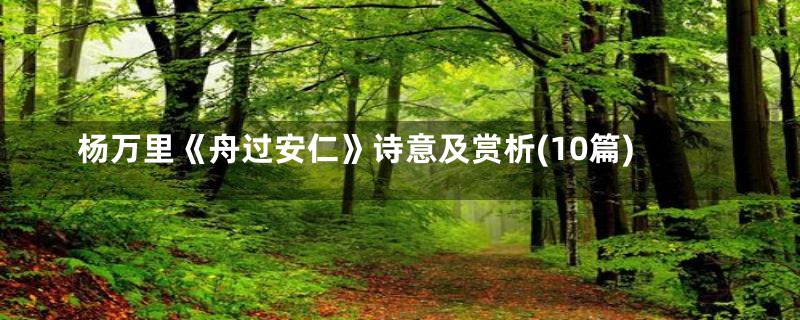 杨万里《舟过安仁》诗意及赏析(10篇)