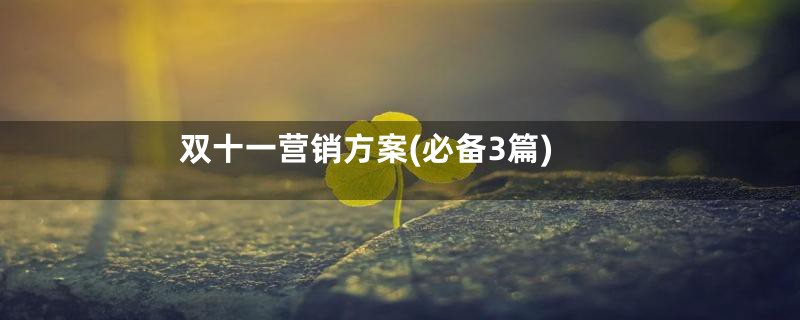 双十一营销方案(必备3篇)