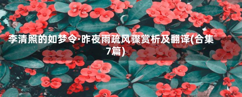 李清照的如梦令·昨夜雨疏风骤赏析及翻译(合集7篇)