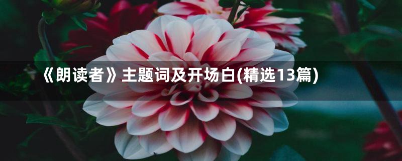 《朗读者》主题词及开场白(精选13篇)