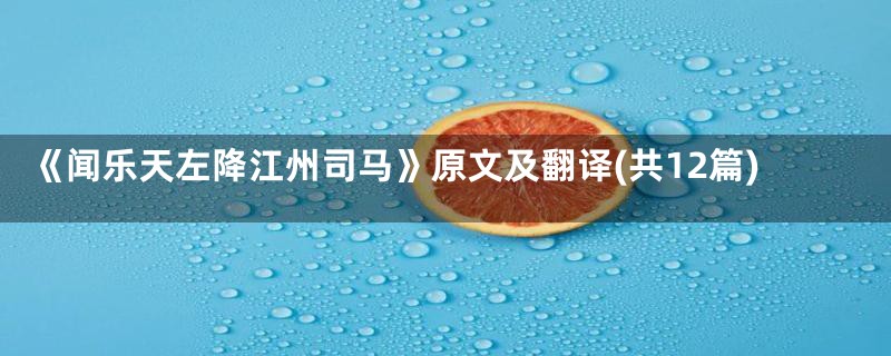 《闻乐天左降江州司马》原文及翻译(共12篇)