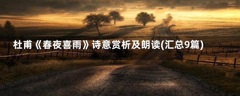 杜甫《春夜喜雨》诗意赏析及朗读(汇总9篇)
