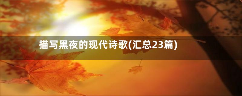 描写黑夜的现代诗歌(汇总23篇)