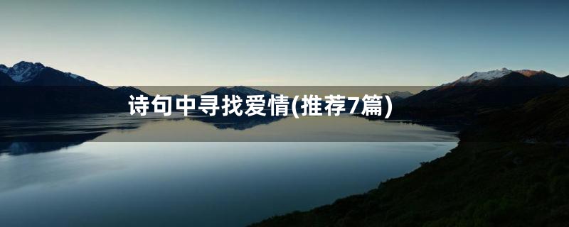 诗句中寻找爱情(推荐7篇)