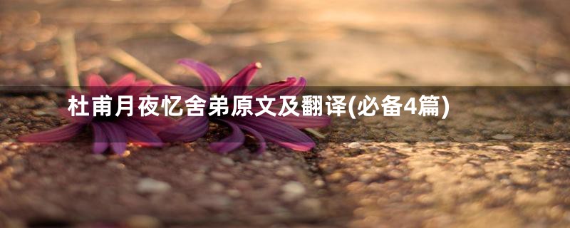 杜甫月夜忆舍弟原文及翻译(必备4篇)