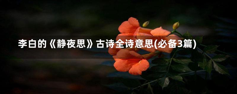 李白的《静夜思》古诗全诗意思(必备3篇)