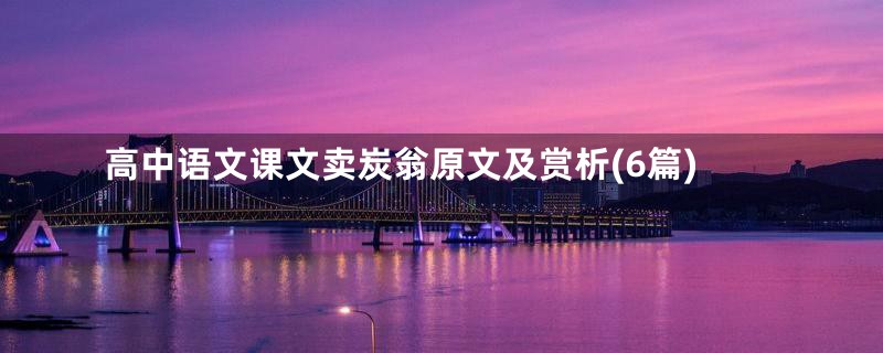 高中语文课文卖炭翁原文及赏析(6篇)