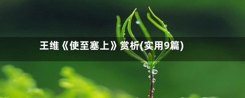 王维《使至塞上》赏析(实用9篇)