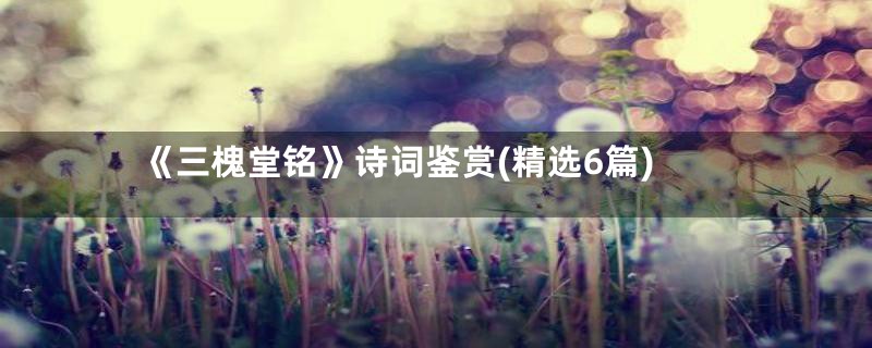 《三槐堂铭》诗词鉴赏(精选6篇)