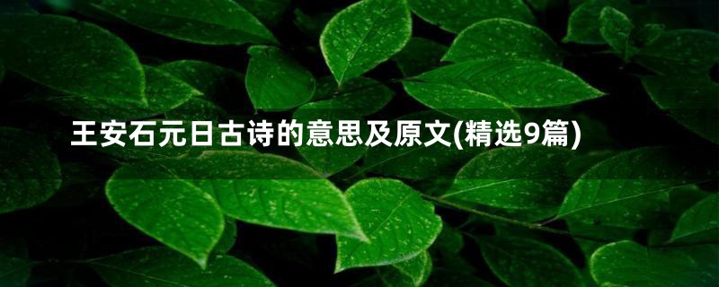 王安石元日古诗的意思及原文(精选9篇)