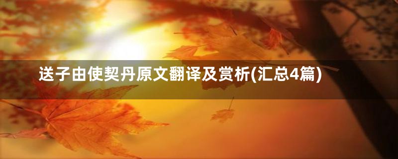 送子由使契丹原文翻译及赏析(汇总4篇)
